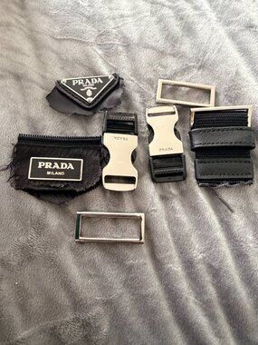 Prada replacement Hardware & Logo Parts Lot (from a Prada nylon bag)